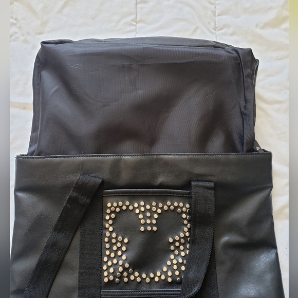 DISNEY Black Faux Leather Tote with Mickey Mouse metal studs - Picture 7 of 14